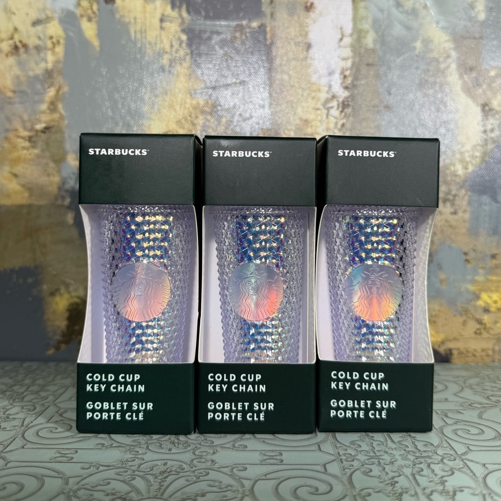 NWT x3 Starbucks Unicorn Bling Studded Keychain Bundle